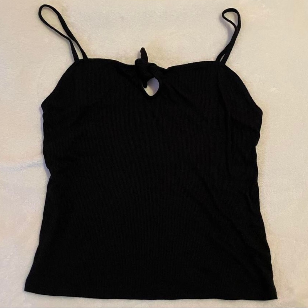 Hollister black tie front tank top